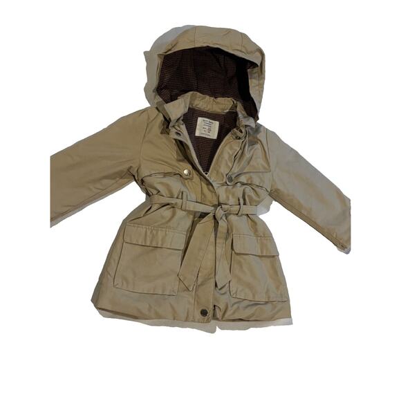 Zara toddler Hooded coat jacket tan w/ Plaid Detail Size 2-3 Mid length capsule - Picture 1 of 5